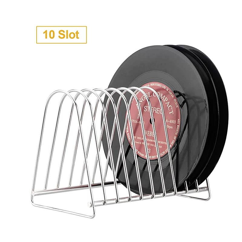 Vinyl Record Stand Storage Holder for 12" LP 7" EP Vinyl Records Drying Table Record Stand Stainless for 10 pcs Records