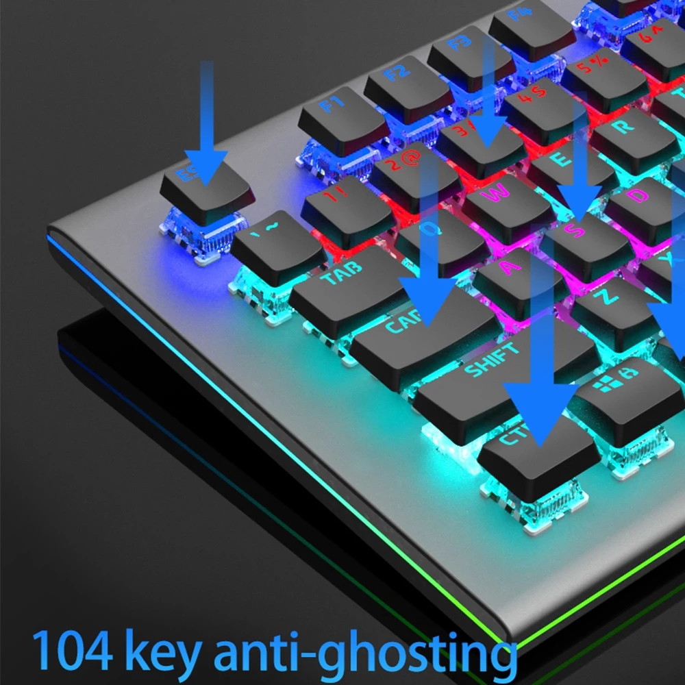 AULA F2088 RGB Mechanical Gaming Keyboard, with Media Keys, Detachable Wrist Rest, Rainbow Backlight, Durable Metal Panel, 104 Keys Anti-ghosting Ergonomic USB Wired PC Gaming Keyboards (Blue Switch)