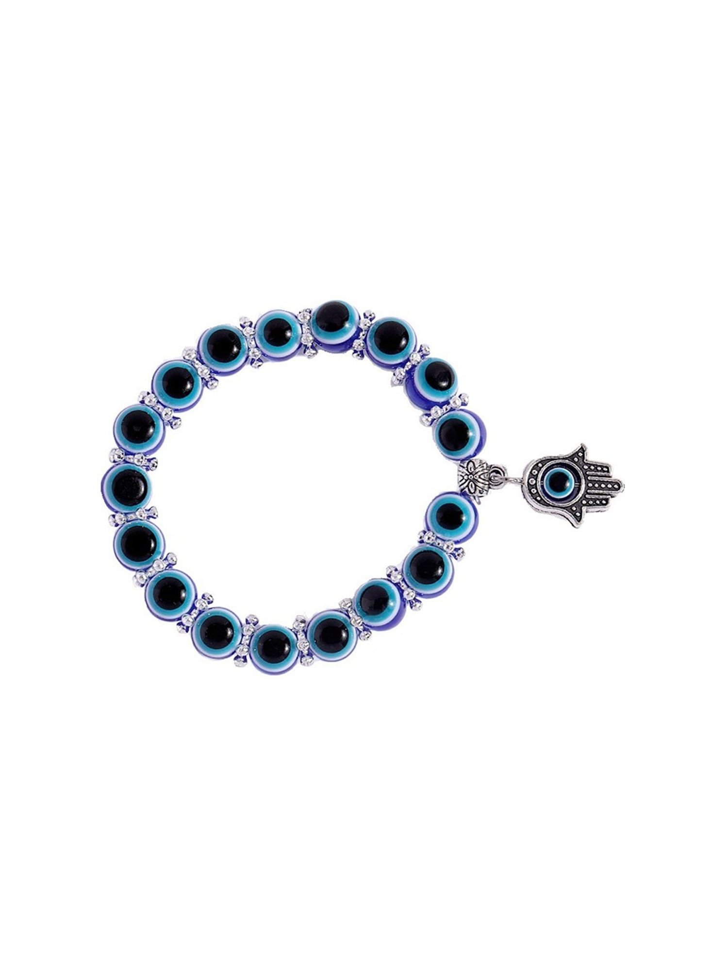 Oomph Blue Hamsa Fatima Evil Eye Goodluck Beads Fashion Charms Bracelet