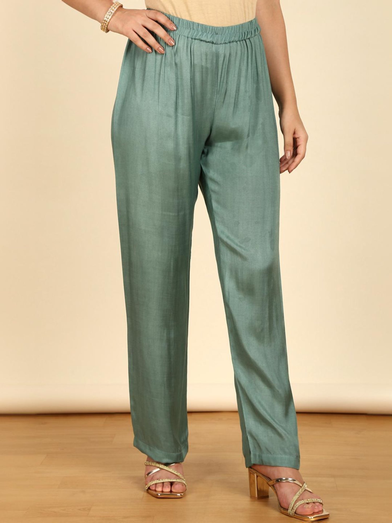 Soch Womens Turquoise Blue Floral Print Chanderi Unstitch Dress Material With Cutdana