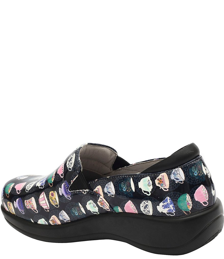 Alegria Keli Teacup Black Print Leather Clogs