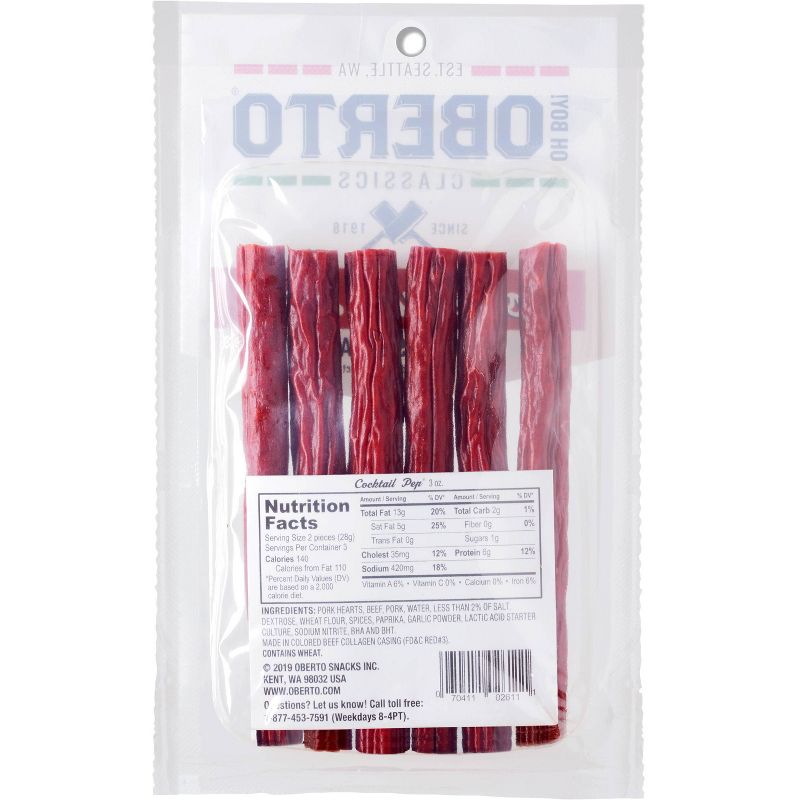Oberto Cocktail Pep Smoked Sausage Sticks - 3oz