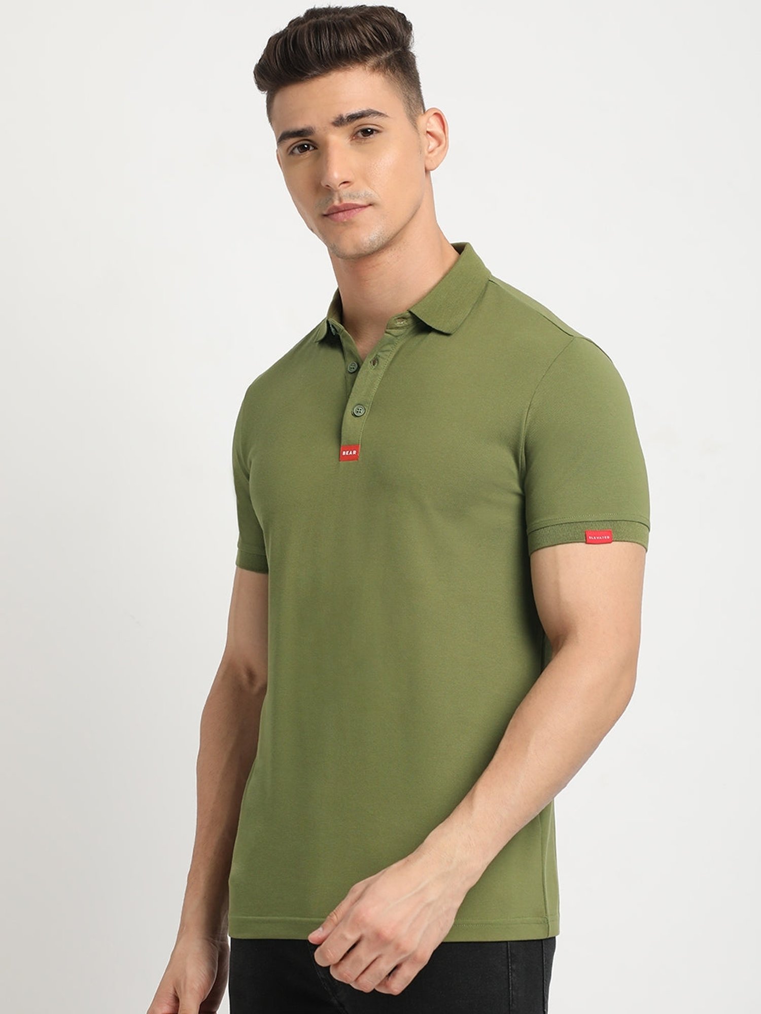 The Bear House Green Slim Fit Polo T-Shirt