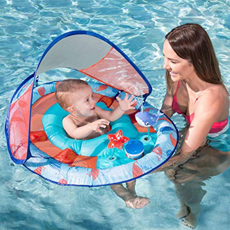 Swimways 6051189 Baby Toddler Swimming Pool Spring Float Activity Splash Station with Removable Sun Canopy (2 Pack)