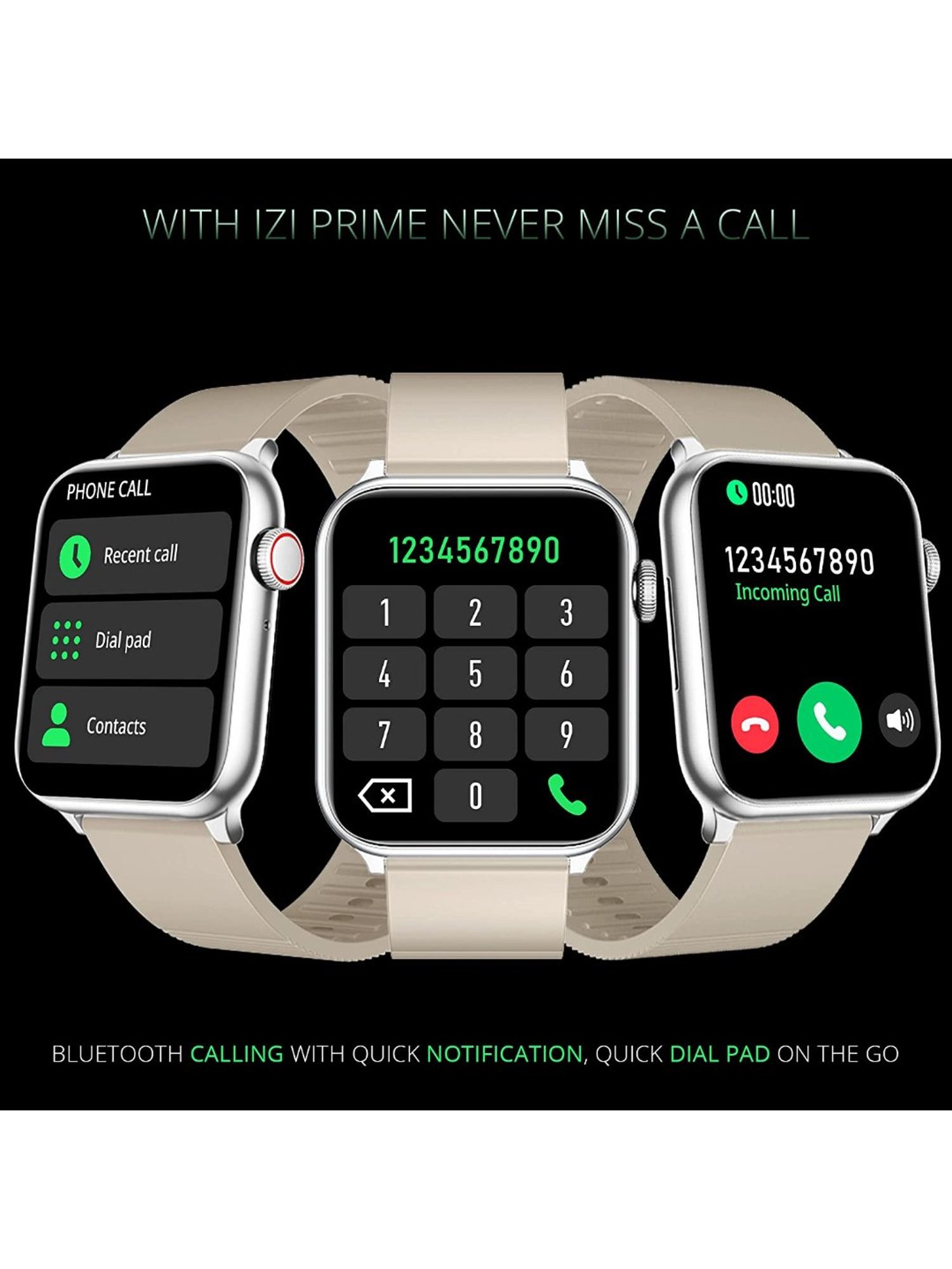 IZI Prime 1.78 inch 650 NITS Retina Amoled BT Calling Smartwatch (Starlight Gold)