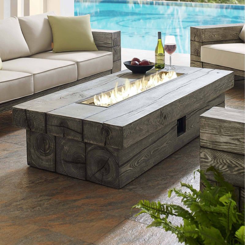 Manteo 70" Rectangular Outdoor Patio Fire Pit Table Light Gray - Modway