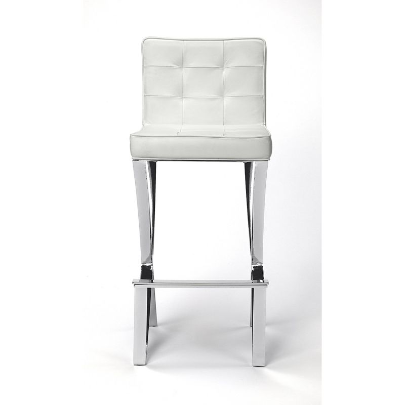 Darcy Chrome Plated Faux Leather Barstool White - Butler Specialty