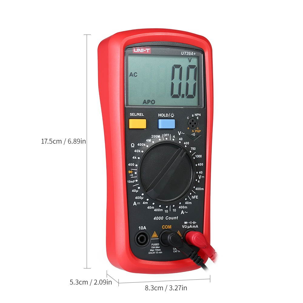 UNI-T UT39C+ LCD Digital Multimeter DC/AC Voltage Current Meter NCV Capacitance Resistance Diode Tester Voltmeter Ammeter
