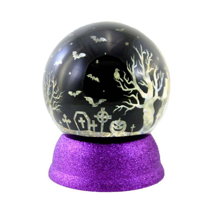 Halloween 5.5" Led Swirl Halloween Black Dome House Trees Bats  -  Decorative Figurines
