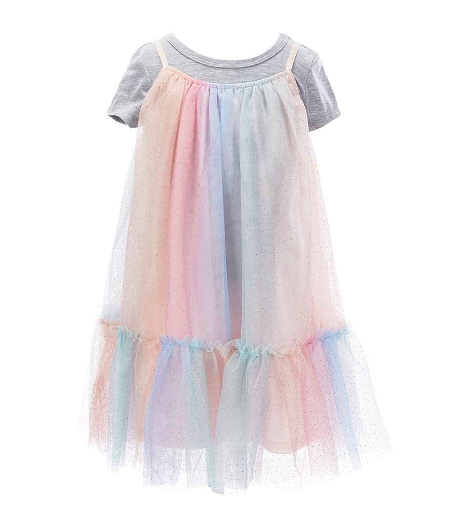 Zunie Little Girls 4-6X Short-Sleeve Tee & Tiered Ombre Dress Set