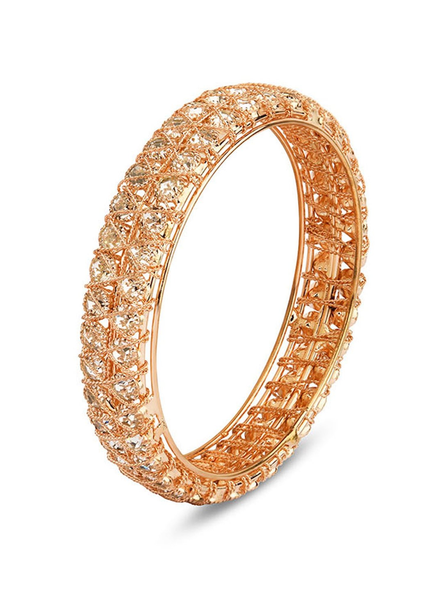 Fida Luxurious American Diamond Classic Gold-Plated Bangle for Women - Set of 2