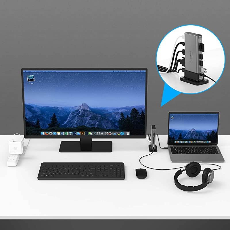 USB C Docking Station with 100W Power Delivery 4K HDMI VGA Gigabit Ethernet Card Reader USB 30 Aux Adapter for 20202016 MacBook Pro New Mac AirSurface More CBD55 Space Gray