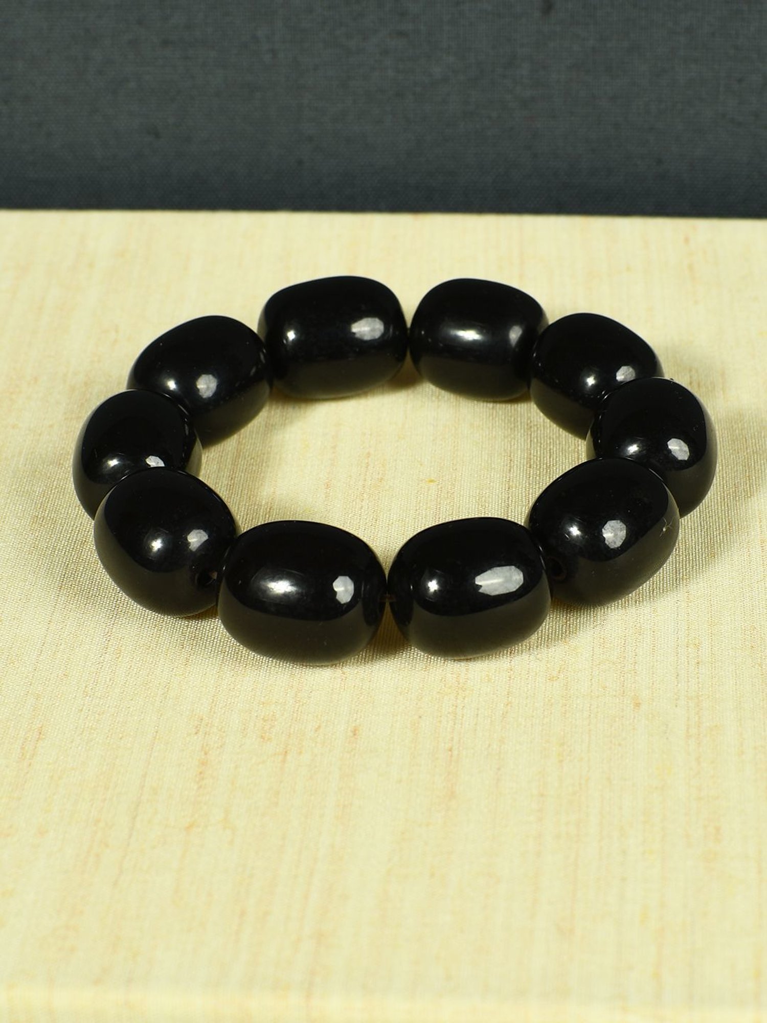 IMLI STREET Black Artificial Stone Stretchable Bracelet for Women