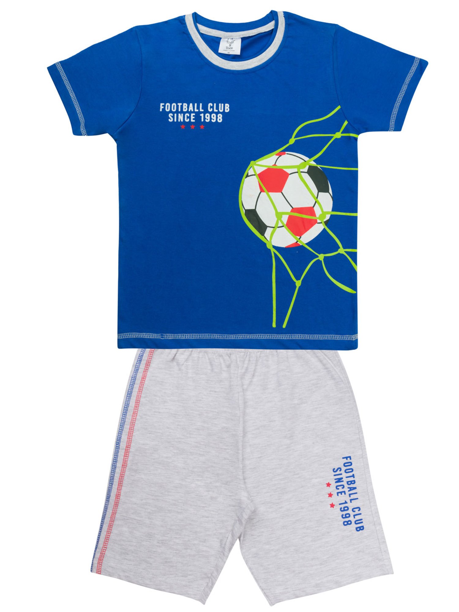 Todd N Teen Kids Blue & Yellow Printed T-Shirt with Bermudas (Pack Of 2)