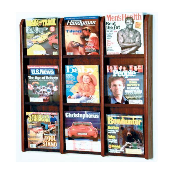 Wooden Mallet Divulge 9 Magazine Wall Display Stand / Rack Mahogany