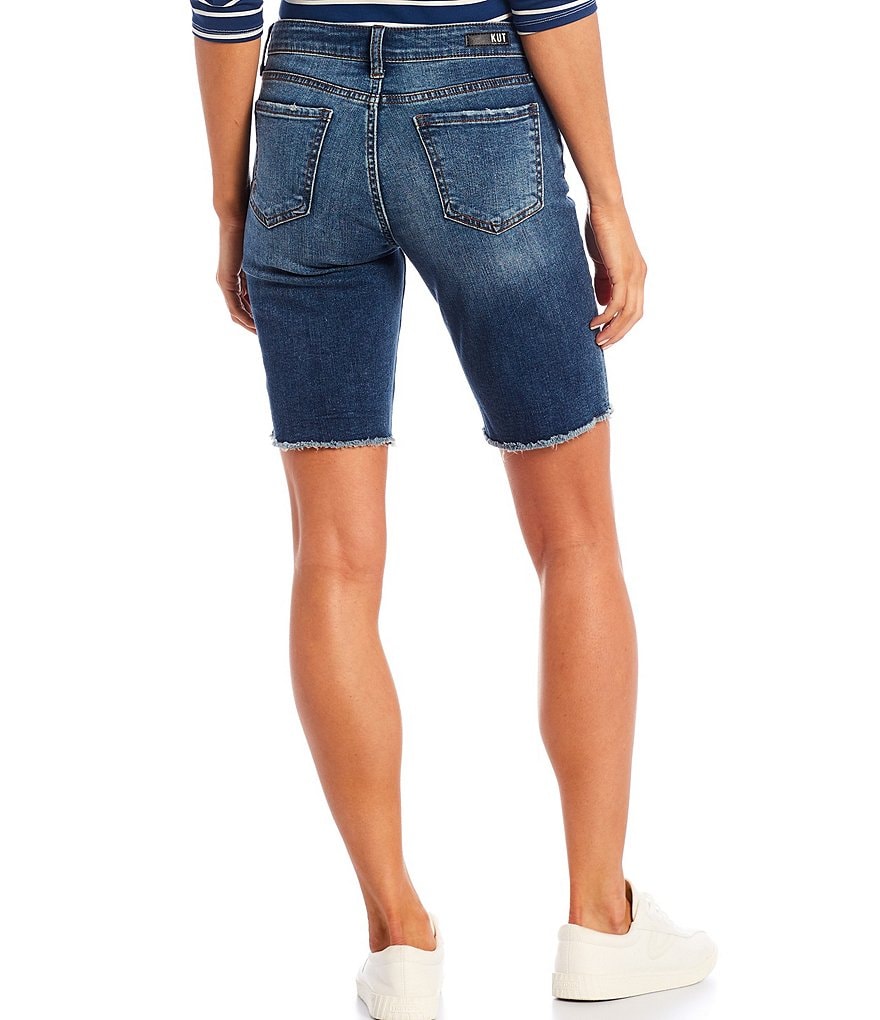 KUT from the Kloth Sophie Destruction Detail Fray Hem Bermuda Shorts