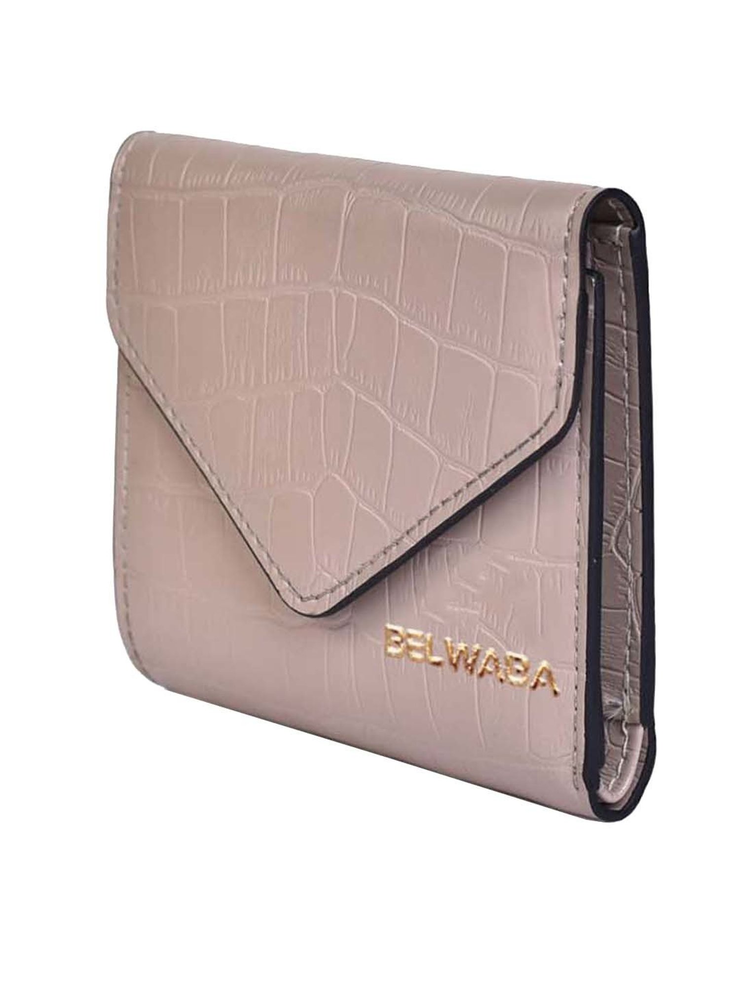 BELWABA Beige Textured Tri-Fold Wallet for Women