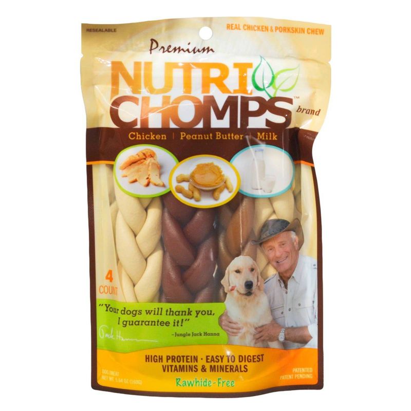 Nutri Chomps Assorted Flavor Braids Dog Treats - 4ct