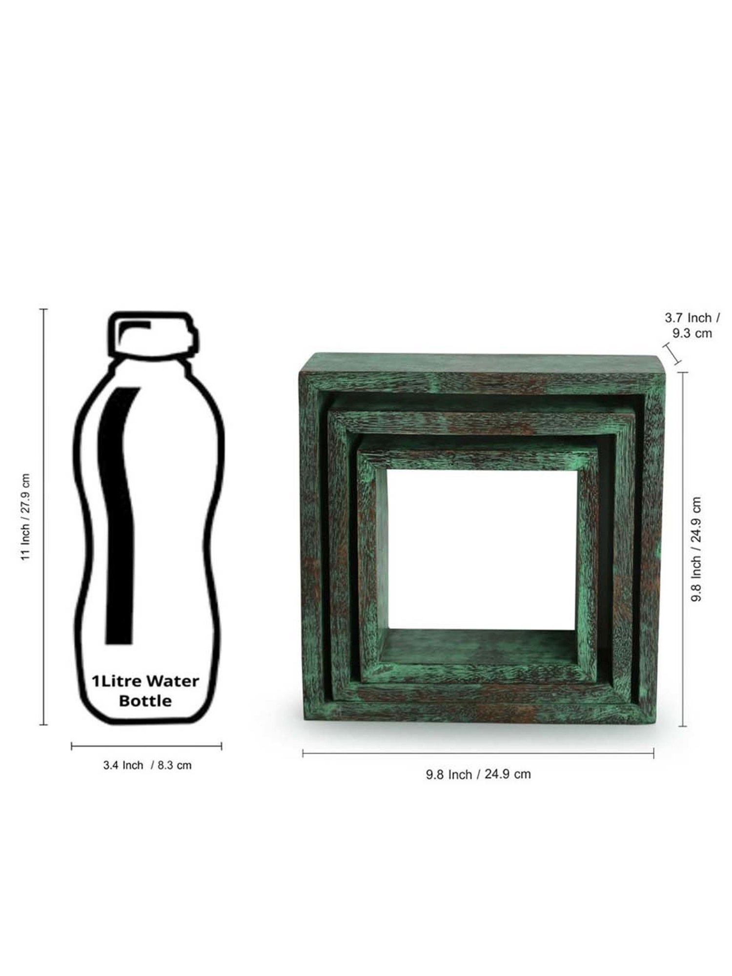 ExclusiveLane 'Rustic Squares' Antique Finish Nested Wall Shelves In Mango Wood (Set of 3)