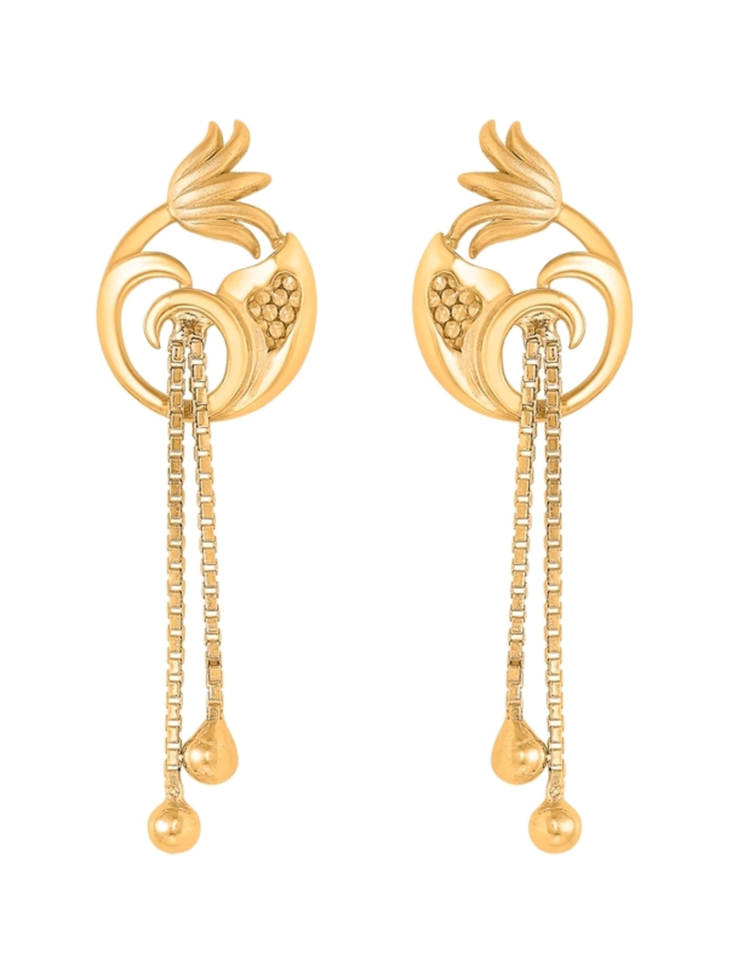 P.N.Gadgil Jewellers 22 Karat (916) BSI Hallmarked Yellow Gold Golden Flora DanglerEarring For Woman