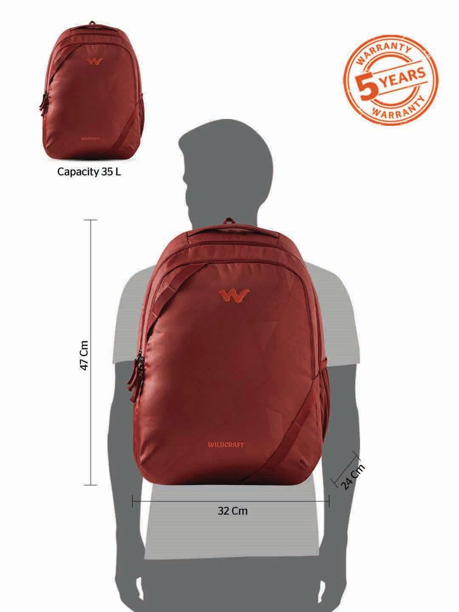 Wildcraft Bravo 35 Red Backpack