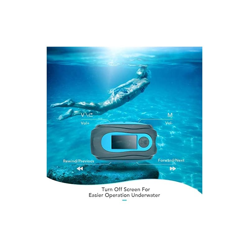 Swimming MP3 Player with Clip,  8GB IPX8 Waterproof Music Player with Headphones for Running Sports, S07E Music Player Shuffle