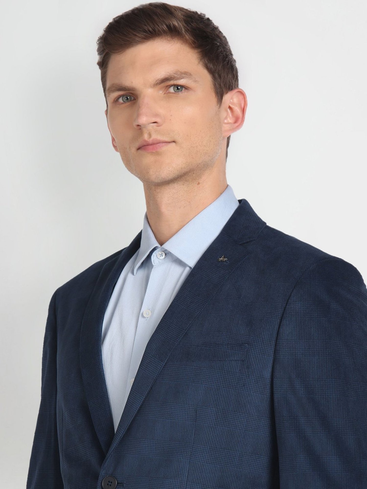 Arrow Blue Slim Fit Checks Blazer