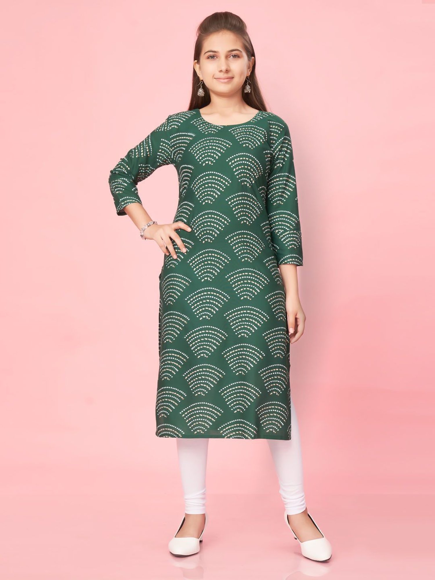 Aarika Kids Green Printed Kurti