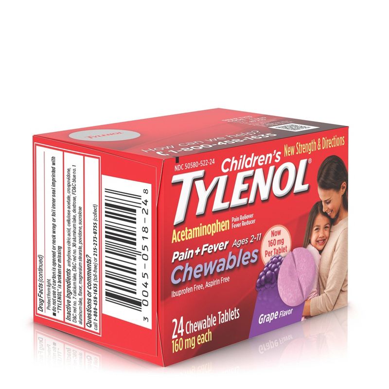 Children's Tylenol Pain + Fever Relief Chewables - Acetaminophen - Grape - 24ct