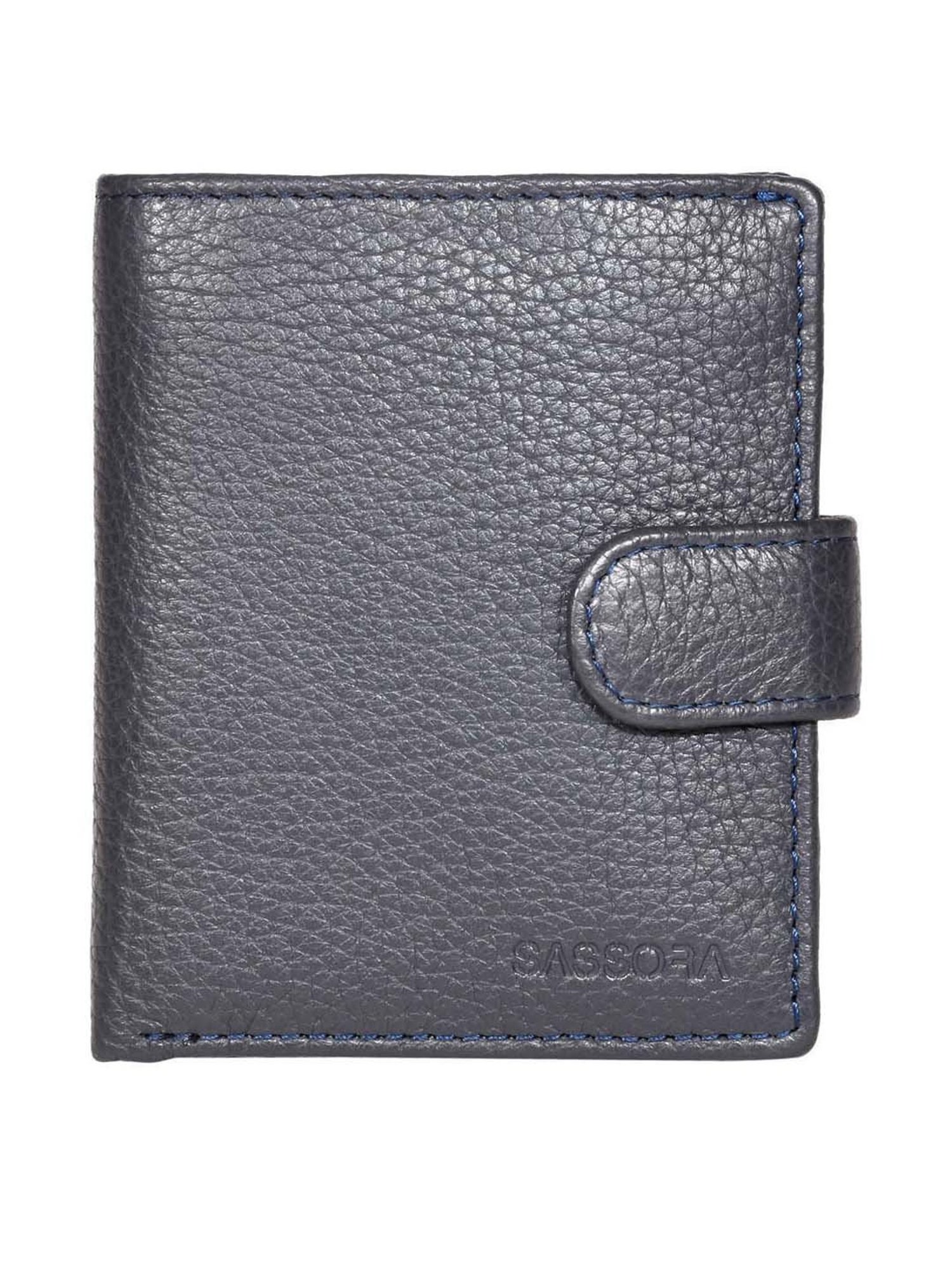 SASSORA Navy Casual Leather Bi-Fold Wallet for Men