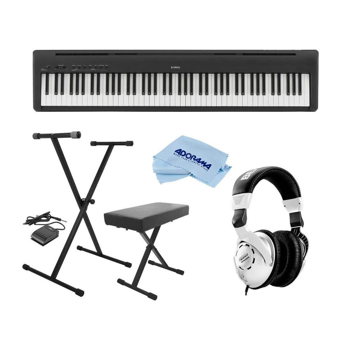 Kawai ES110 88-Key Digital Piano, Black Bundle with Bench, Stand & Headphones