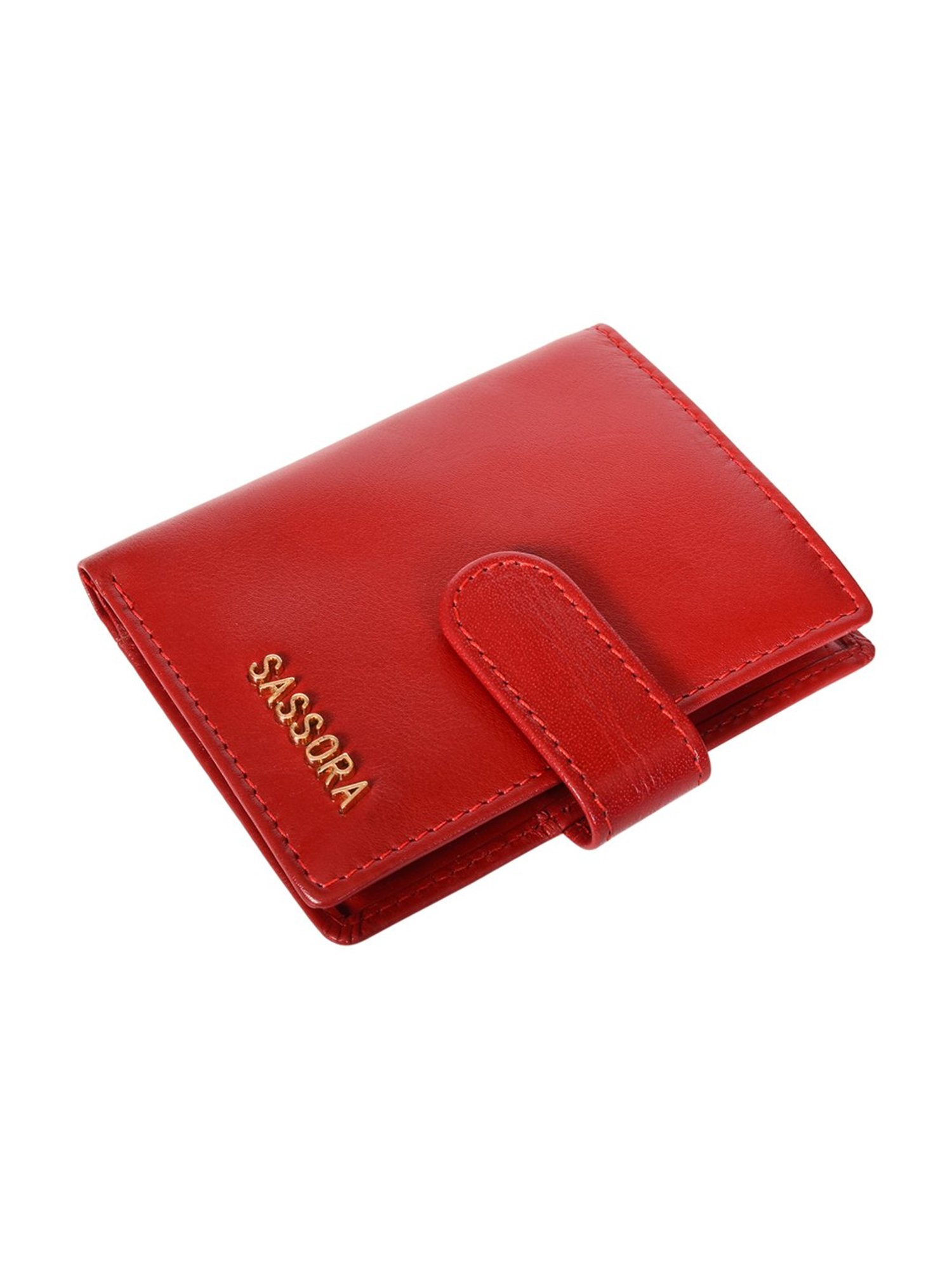 SASSORA Claret Red Leather Small Coin & Card Case for Men & Women