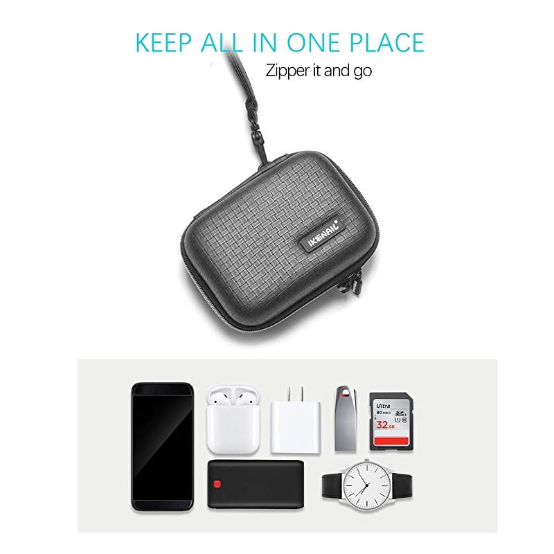 Cable Organizer Bag Portable 67 Inch Hard Drive Case Shockproof Electronics Organizer Phone Charger Earbuds Cord Case Pouch Fits Anker 10000mAh 13000mAh Power Bank