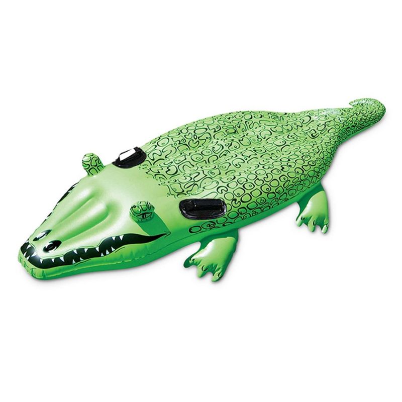 Swim Central 67" Alligator Riding 1-Person Inflatable Swimming Pool Float - Green/Black