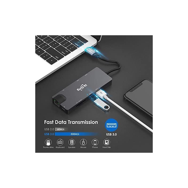 C Hub 9in1 C Adapter with 4K C to HDMIVGA C Charging 2 30 SDTF Card Reader C to 35mm Gigabit Ethernet C Dock Compatible Apple MacBook Pro 1315 Thunderbolt 3