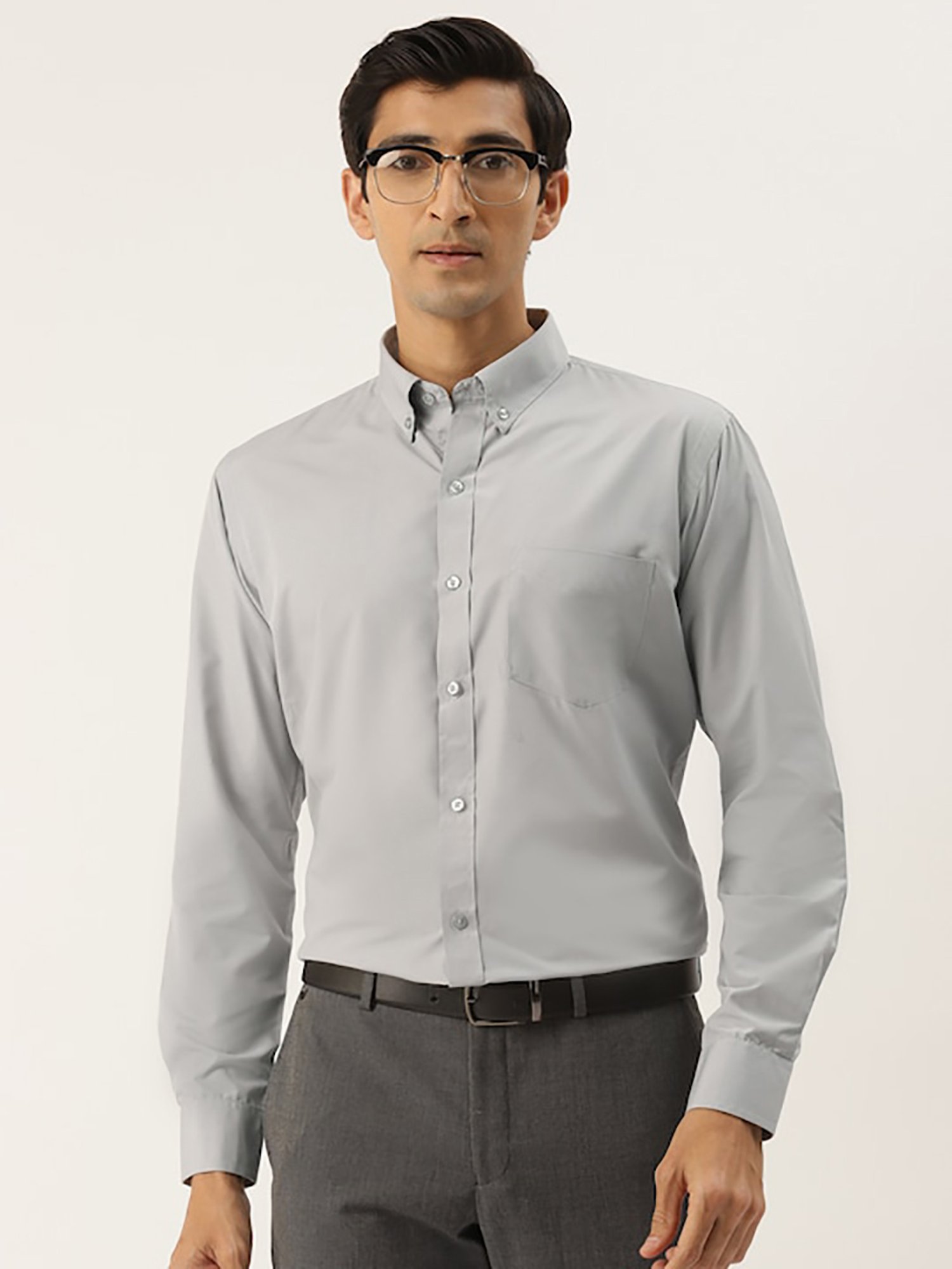 English Navy Light Grey Slim Fit Shirt