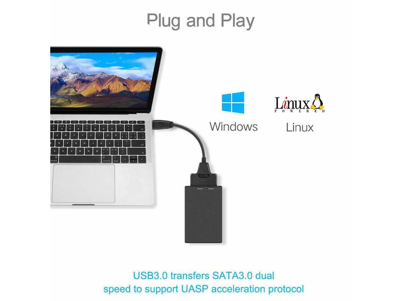 USB 3.0 SATA III Hard Drive Adapter Cable, SATA to USB Adapter Cable for 2.5 inch SSD & HDD,UASP-SATA to USB3.0 Converter, Black