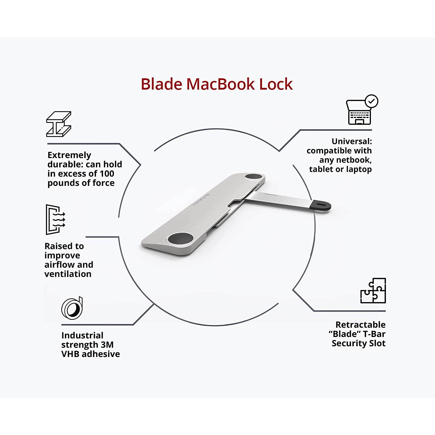 Security Slot Blade for Laptops - Maclocks Universal Locking Bracket for MacBook Pro, Air, Notebooks & Tablets. Color: Silver. (BLD01)