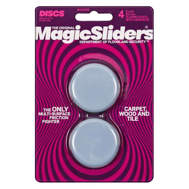 Magic Sliders 4-pk. Utility Sliding Discs with Adhesive 2"