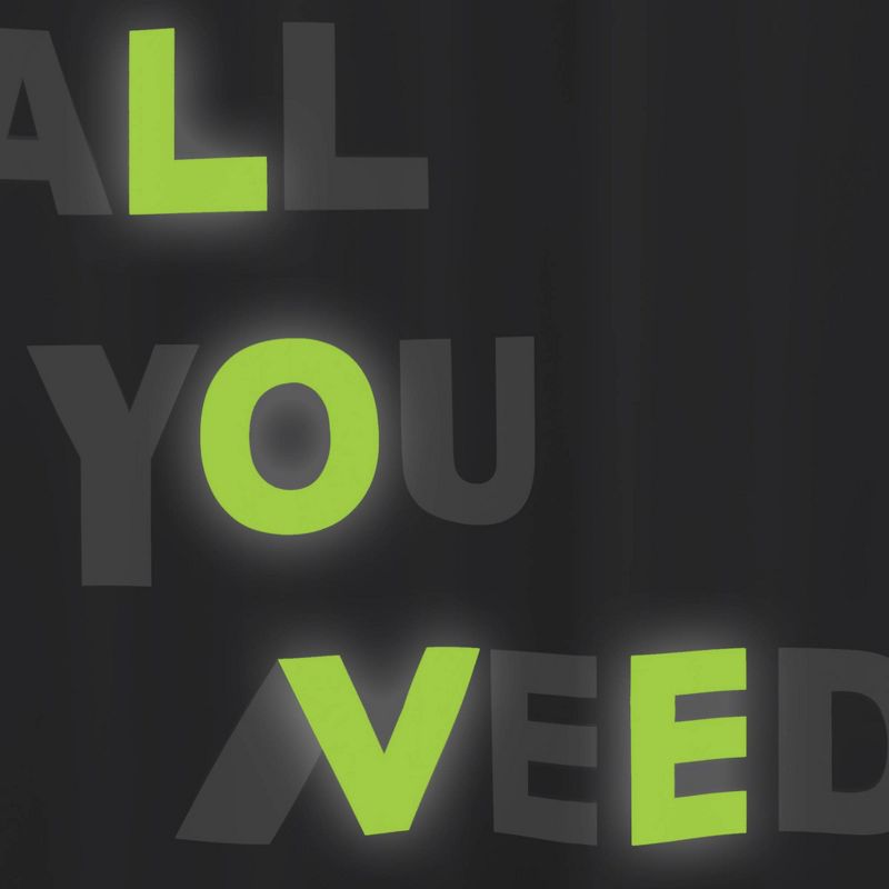 Glow in the Dark Love Peva Shower Curtain Dark Gray - Allure Home Creations