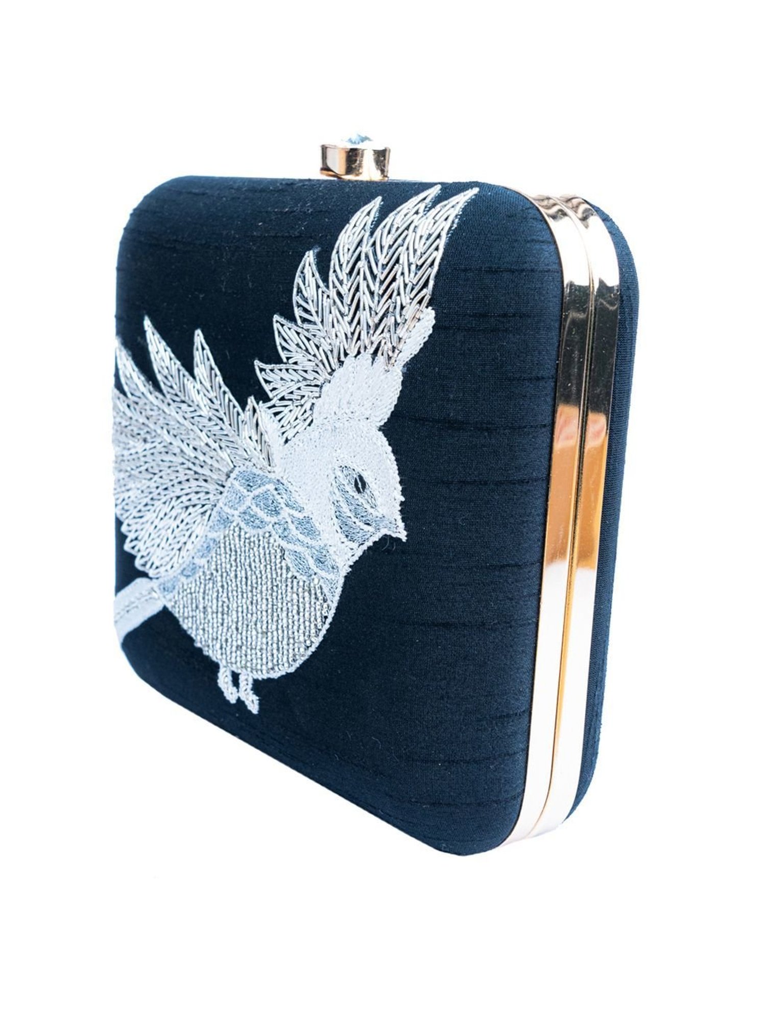 NR by Nidhi Rathi Blue Fabric Clutch