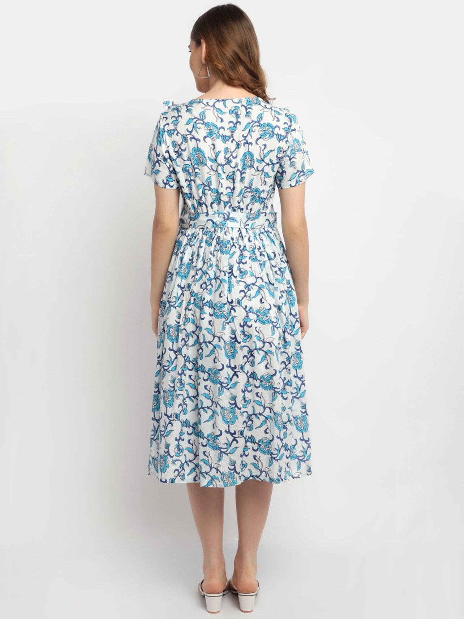 Moms Maternity Blue Printed Dress
