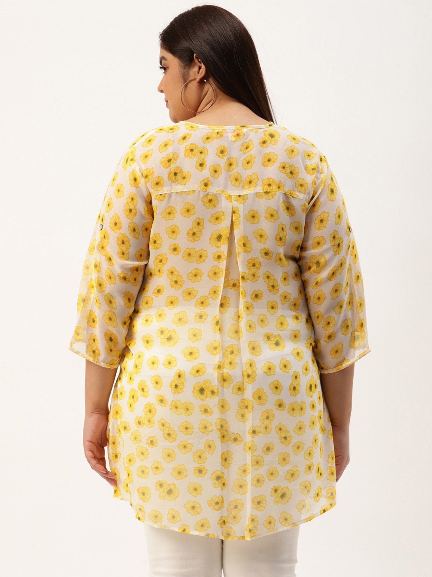 theRebelinme Yellow & Off White Floral Print Shirt