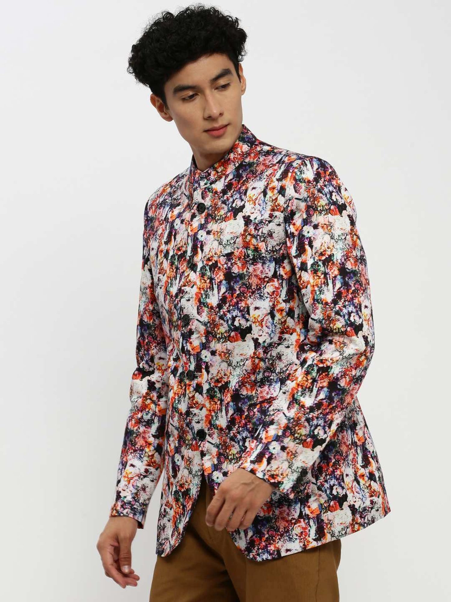 SHOWOFF Multicoloured Slim Fit Printed Blazer