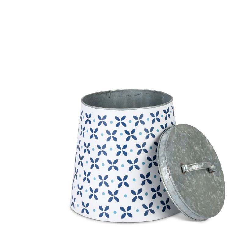 Lone Elm Studios Assorted style, Nested Galvanized Metal Milk Pail Canisters with Blue Mix & Match Pattern