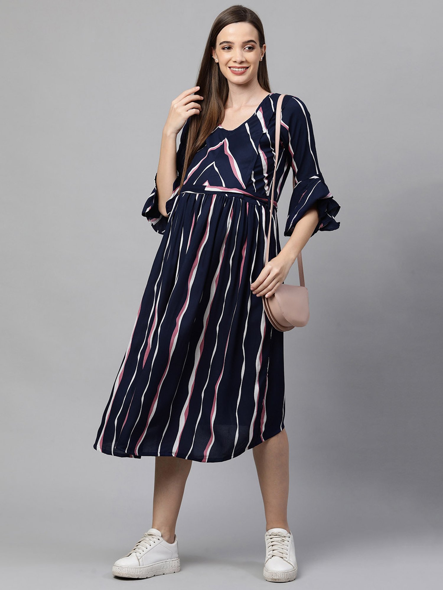 MomToBe Blue Striped Maternity Dress