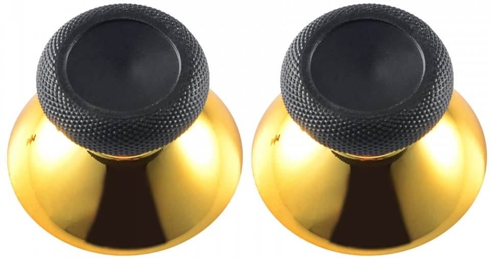 eXtremeRate 10 pcs Rubberized Chrome Thumbsticks Analog Sticks Buttons Replacement Parts for Xbox One Xbox One Elite Xbox One X Xbox One S Controller (Chrome Gold)