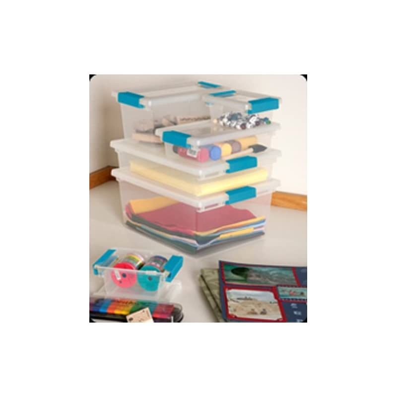 Clip Box, Clear with Blue Aquarium Latches (8, Mini)