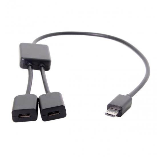 Cablecc Micro USB to Dual Ports Micro USB Female Hub Cable For Laptop PC & Mouse & Flash Disk
