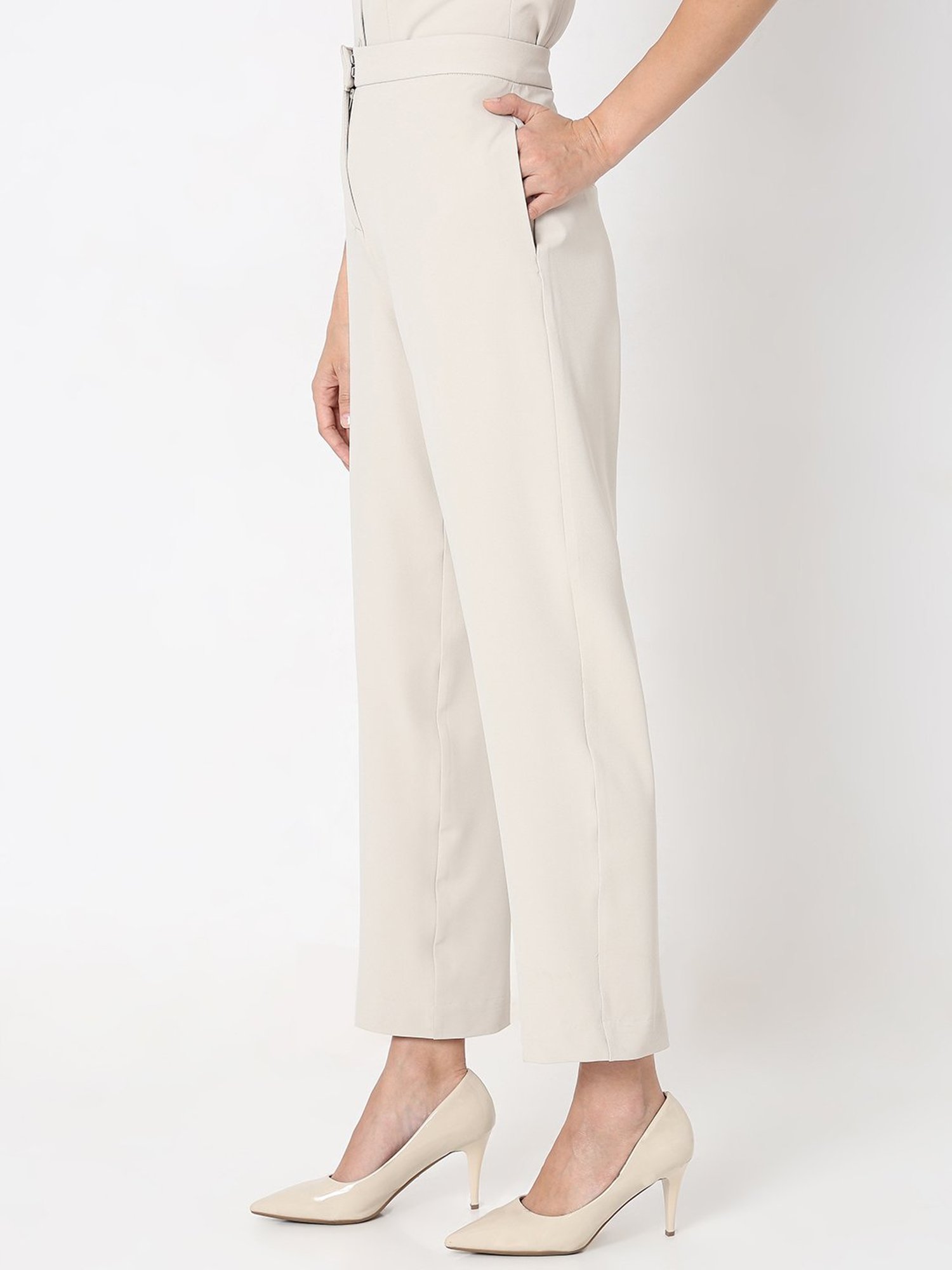 Crozo By Cantabil Black Checks Regular Fit Mid Rise Trousers